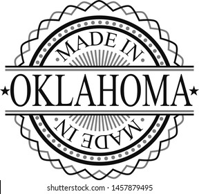 Made In Oklahoma Stamp. Logo Icon Symbol Design. Security Seal Style.