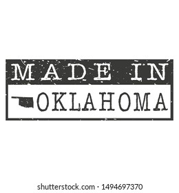 Made In Oklahoma. Stamp Rectangle Map. Certificated.