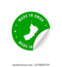 Made in Oman - Country Map Sticker. Best Quality. Original Product. Vector illustration.