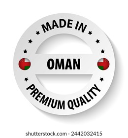Made in Oman graphic and label. Element of impact for the use you want to make of it.