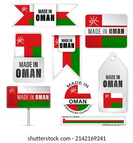 Made in Oman graphics and labels set. Some elements of impact for the use you want to make of it.