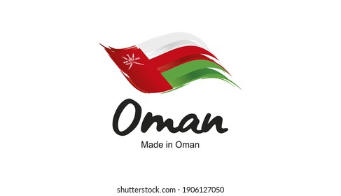 Made in Oman handwritten flag ribbon typography lettering logo label banner