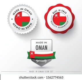 Made in Oman icon set isolated on white background ,for infographics and banner templates : Vector Illustration