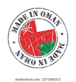 Made in Oman stamp scratched flag badge logo vector illustration