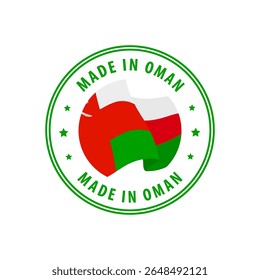 Made in Oman stamp, sticker. Vector illustration.