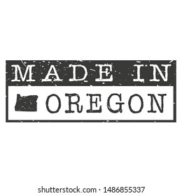 Made In Oregon. Stamp Rectangle Map. Logo Icon Symbol. Design Certificated.