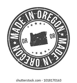 Made in Oregon State USA Quality Original Stamp Map. Design Vector Art Seal Badge.