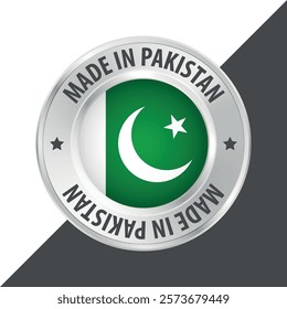 Made in Pakistan badge logo flag sticker 3d vector illustration isolated on white