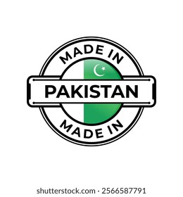 Made in Pakistan label icon emblem isolated on white background. Vector quality logo emblem design element. Vector illustration