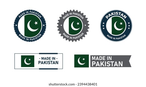 Made in Pakistan, Manufacture by Pakistan stamp, seal, icon, logo, vector