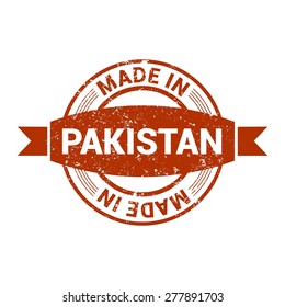 Made in Pakistan - Round red grunge rubber stamp design isolated on white background. vector illustration vintage texture.