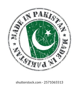 Made in Pakistan stamp scratched flag badge logo vector illustration