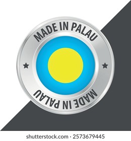 Made in Palau badge logo flag sticker 3d vector illustration isolated on white