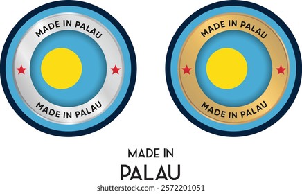 Made in Palau. Premium labels, stickers, pointer, badge and symbol of Palau flag icon. Collection vector illustration