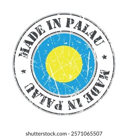 Made in Palau stamp scratched flag badge logo vector illustration