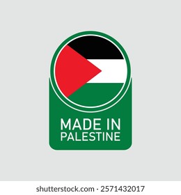 Made in palestine with flag. Vector circle symbol. Stamp made in with country flag