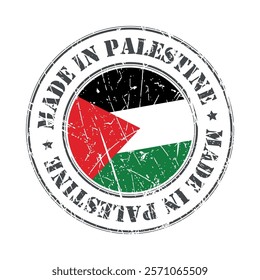 Made in Palestine stamp scratched flag badge logo vector illustration