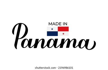 Hecho en Panamá con la etiqueta manuscrita. Grabado a mano de caligrafía.  Icono vectorial de marca de calidad. Perfecto para el diseño del logotipo, etiquetas, insignias, pegatinas, emblemas, paquetes de productos, etc.