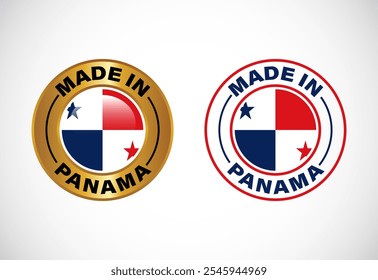 Made in Panama label icon with flag. Icon set for business, badge, seal, sticker, logo, and symbol