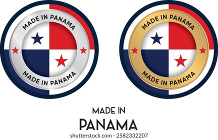 Made in Panama. Premium labels, stickers, pointer, badge and symbol of Panama flag icon. Collection vector illustration