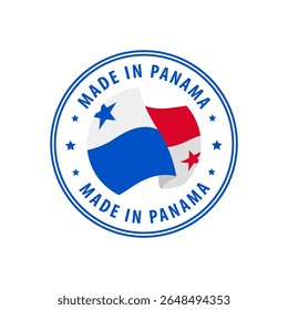 Hecho en sello de Panamá, etiqueta engomada. Ilustración vectorial.