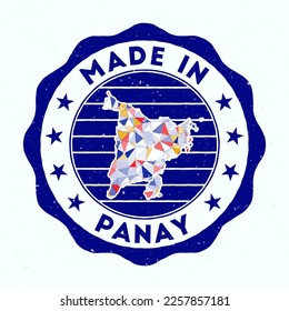 Made In Panay. Island round stamp. Seal of Panay with border shape. Vintage badge with circular text and stars. Vector illustration.