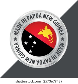 Made in Papua New Guinea badge logo flag sticker 3d vector illustration isolated on white