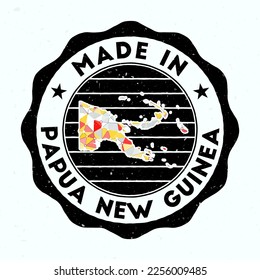 Made In Papua New Guinea. Country round stamp. Seal of Papua New Guinea with border shape. Vintage badge with circular text and stars. Vector illustration. - Shutterstock ID 2256009485