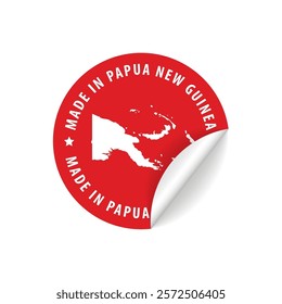 Made in Papua New Guinea - Country Map Sticker. Best Quality. Original Product. Vector illustration.