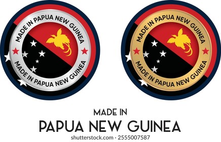 Made in Papua New Guinea. Premium labels, stickers, pointer, badge and symbol of Papua New Guinea flag icon. Collection vector illustration