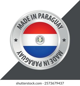 Made in Paraguay badge logo flag sticker 3d vector illustration isolated on white