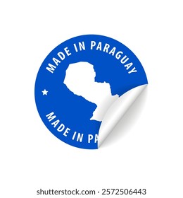 Made in Paraguay - Country Map Sticker. Best Quality. Original Product. Vector illustration.