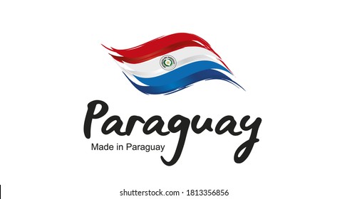 Made in Paraguay handwritten flag ribbon typography lettering logo label banner