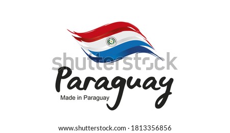 Made in Paraguay handwritten flag ribbon typography lettering logo label banner