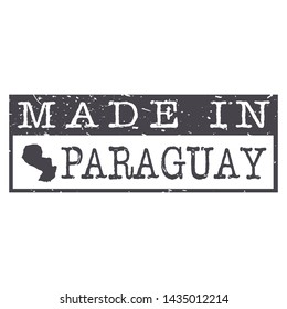 Made In Paraguay. Stamp Rectagle Map. Logo Icon Symbol. Design Certificated.