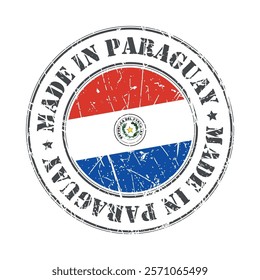 Made in Paraguay stamp scratched flag badge logo vector illustration