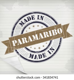 Made in Paramaribo vector rubber stamp on grunge paper