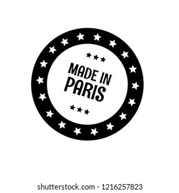 made in paris emblem, label, badge. vintage stamp.package label. vector illustration. designed for paris product. emblem with stars