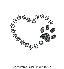 Made of paw print heart. Happy Valentine's day design