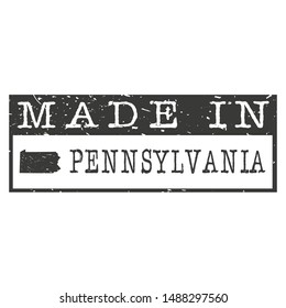 Made In Pennsylvania. Stamp Rectangle Map. Logo Icon Symbol. Design Certificated.