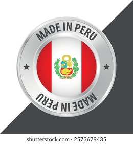 Made in Peru badge logo flag sticker 3d vector illustration isolated on white