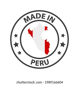 Made in Peru icon. Stamp made in with country map