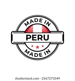 Made in Peru label icon emblem isolated on white background. Vector quality logo emblem design element. Vector illustration