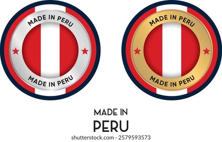 Made in Peru. Premium labels, stickers, pointer, badge and symbol of Peru flag icon. Collection vector illustration