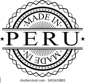 Made In Peru Stamp. Logo Icon Symbol Design. Security Seal Style.