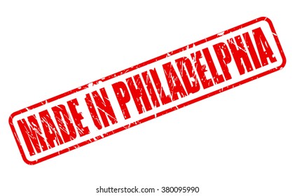 MADE IN PHILADELPHIA RED STAMP TEXT ON WHITE