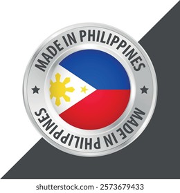 Made in Philippines badge logo flag sticker 3d vector illustration isolated on white