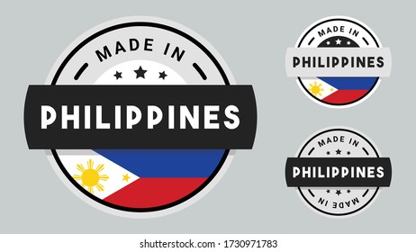 Made in Philippines collection of ribbon, label, stickers, badge, icon and page curl with Philippines flag symbol. 