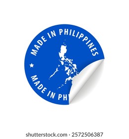 Made in Philippines - Country Map Sticker. Best Quality. Original Product. Vector illustration.