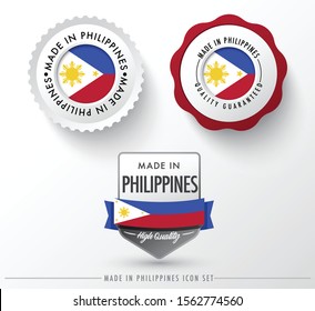 Made in Philippines icon set isolated on white background ,for infographics and banner templates : Vector Illustration